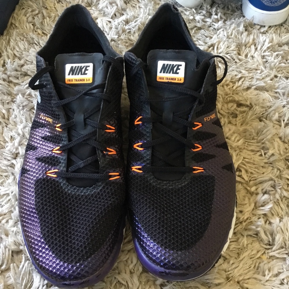 Nike Free Trainer 3.0 Amp Super Bowl  Black and Purple with Orange Accents